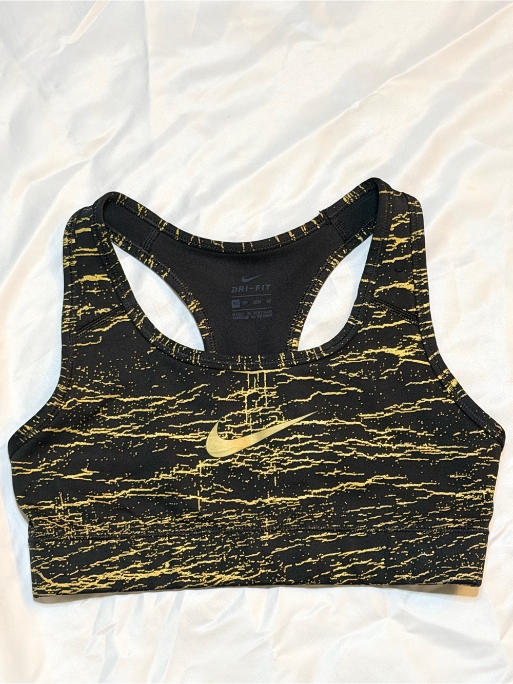 Nike Black with Metallic Gold Pattern Athletic Sports Bra Small XS - Picture 6 of 6